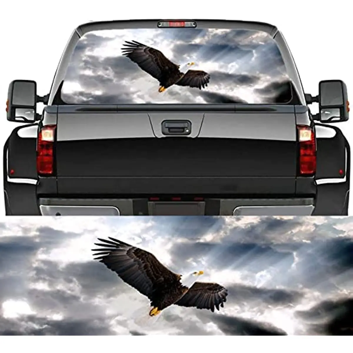 

CUSENA Rear Window Truck Decal Sticker Eagle Car Window Graphic Decal Perforated See Through Vinyl Window Back Decal for Truck S