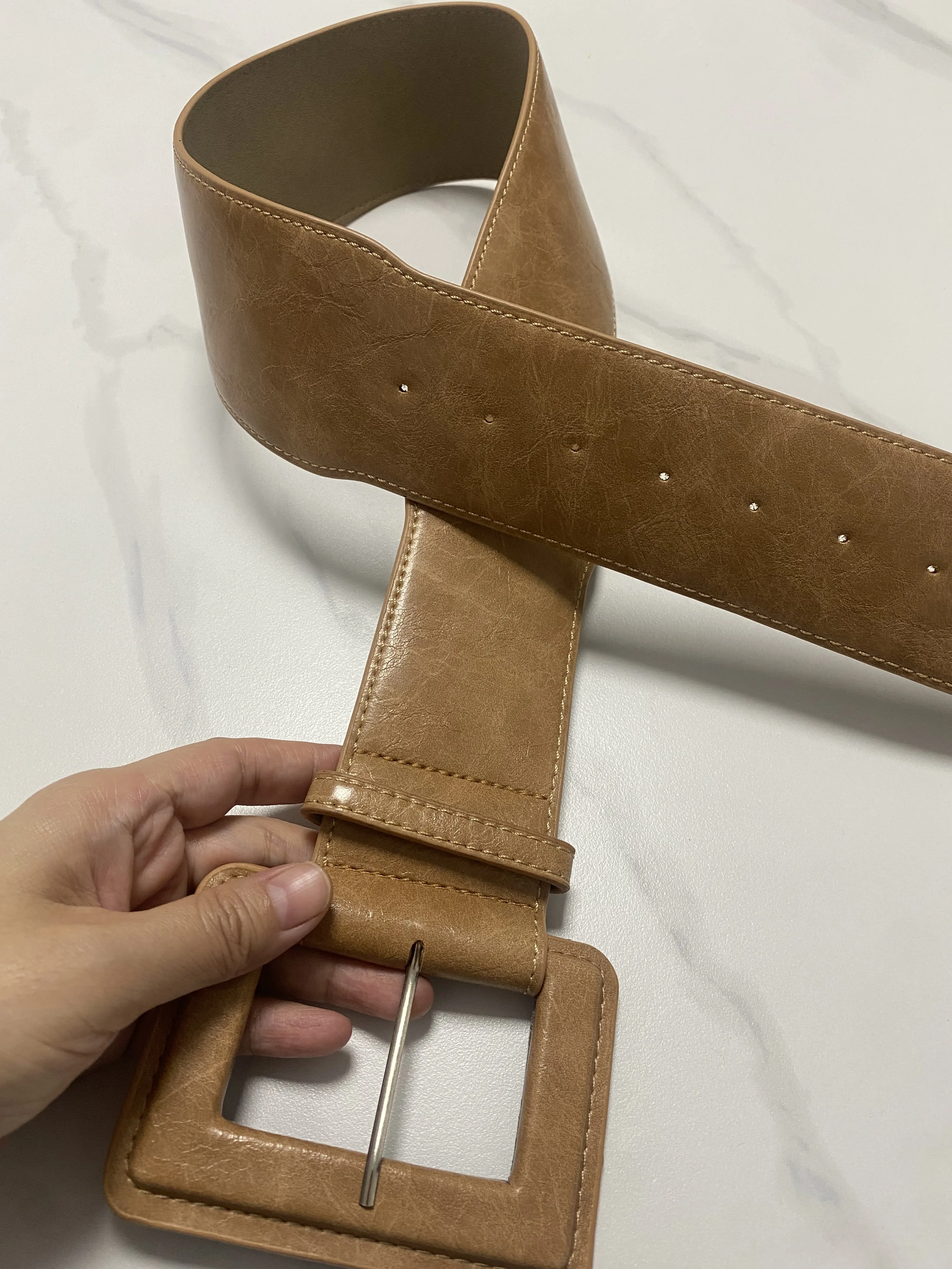 여성용 PU 가죽 커머번들, 여성용 원피스 코르셋, 허리띠 벨트, 넓은 장식, TB1771