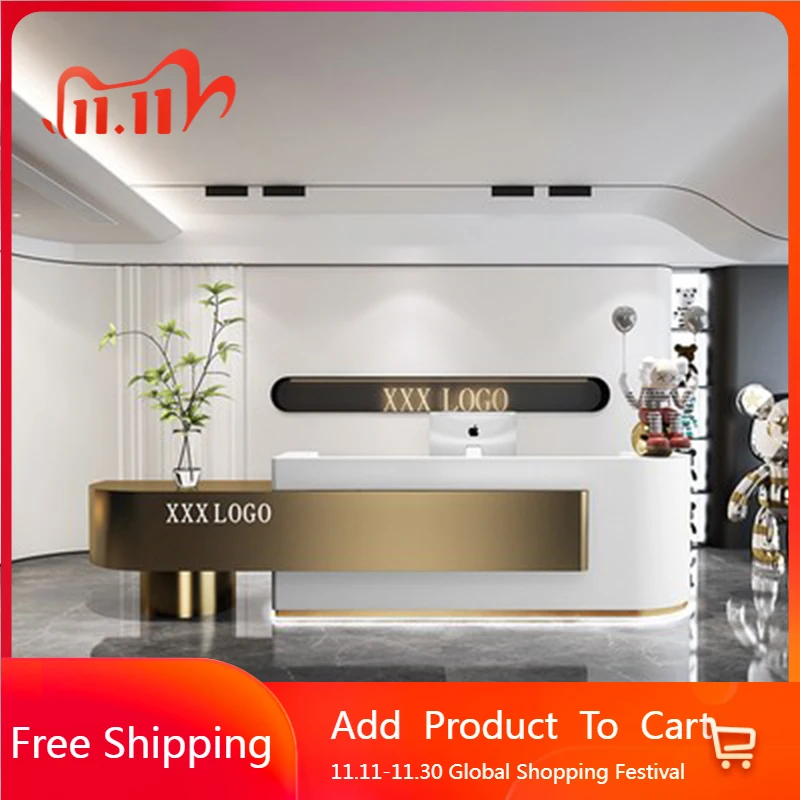 

Beauty Luxury Reception Desks Modern Minimalist Aesthetic Organizers Reception Desks European Long Scrivania Office Furniture