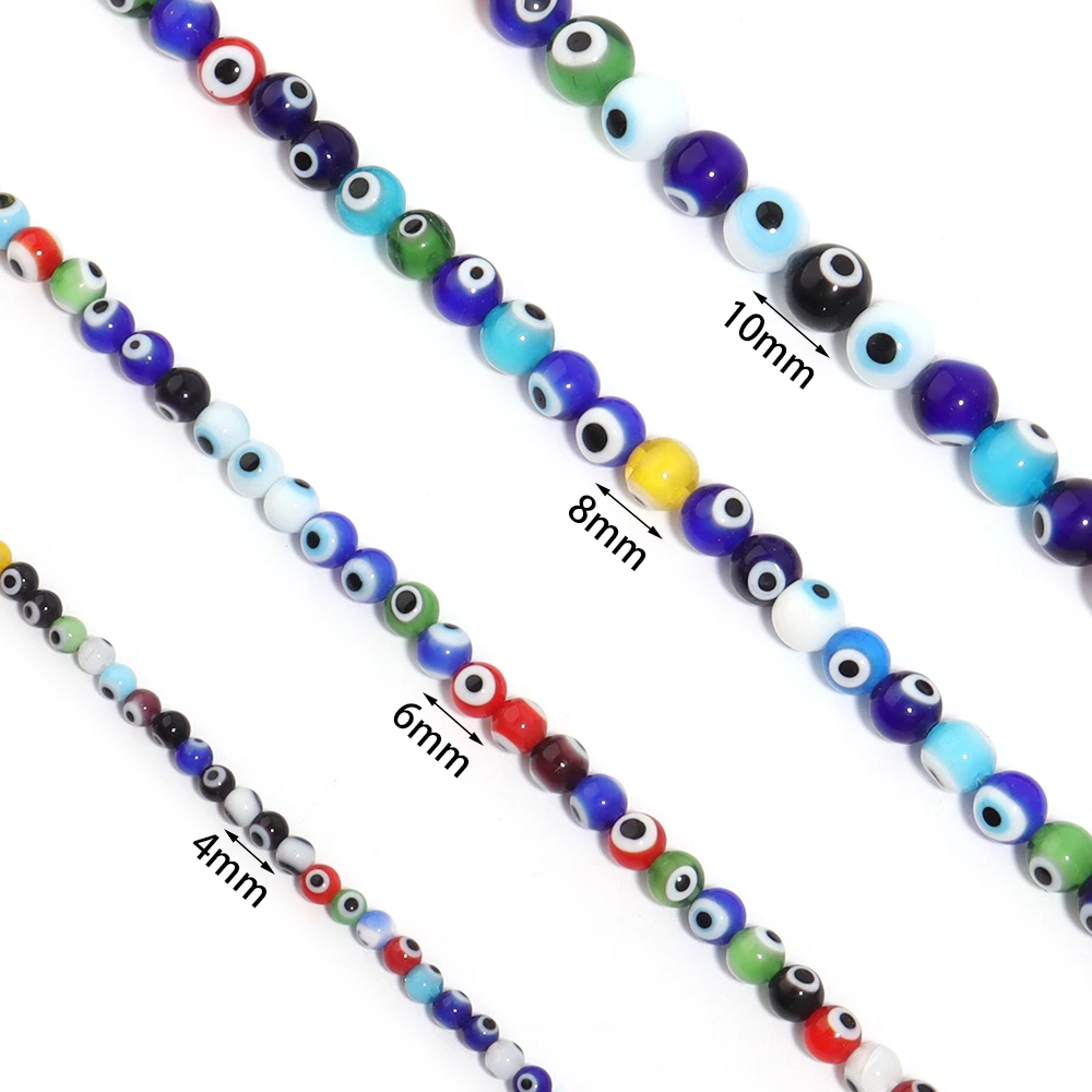 1String 4/6/8/10mm  Round Beads Multicolor Eye Loose Spacer Thousand Flower Glass Beads For DIY Charm Bracelet Accessories