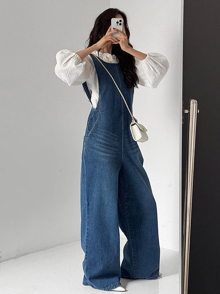 

Свободные джинсовые комбинезоны с широкими штанинами, модные весенне-летние новые поступления, свободные повседневные удобные длинные брюки премиум-класса