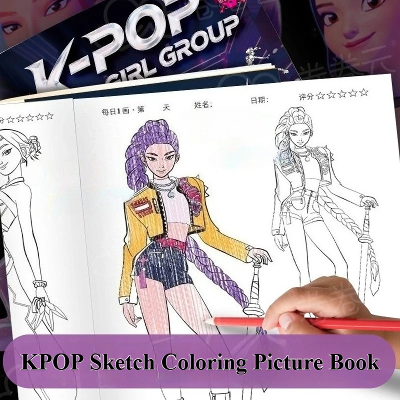 

Kpop Demon Hunters Coloring Books Anime Cartoon Picture Book Children Graffiti Coloring Drawing Line Color Drawing Coloring Book
