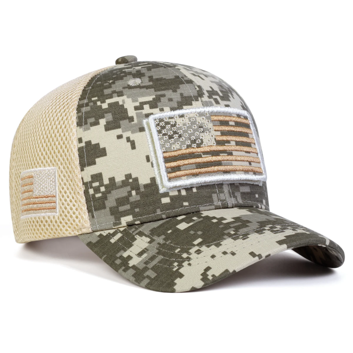 Unisex Amerikanische Flagge Stickerei Camouflage Baseball Net Caps Frühling Sommer Outdoor Einstellbare Casual Hüte Sonnenschutz Hut Kappe – Detail 8