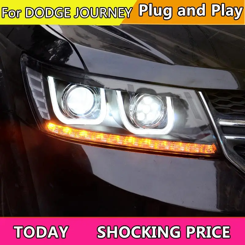 LED Head Lamp for Dodge JCUV Headlight Dodge Journey Front Lamp 2008-2019 Journey Headlight DRL Fiat Freemont Angel Eye Bi Xenon