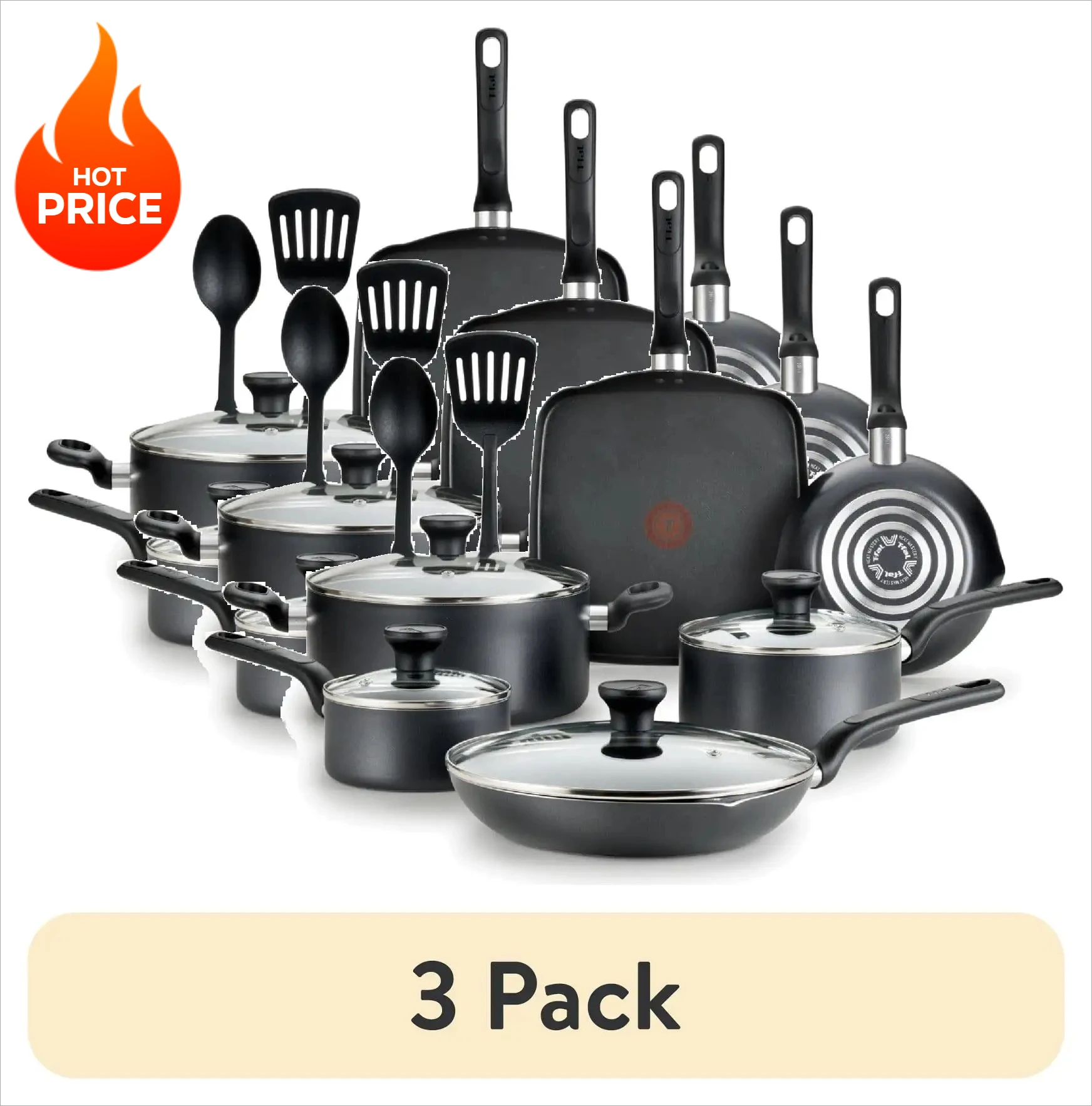 

12-Piece Non-Stick Cookware Set, Pots and Pans, Grey (3 pack)