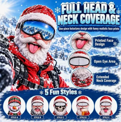 Old Man Ski Mask Funny Realistic Face Balaclava 3D Printed Full Face Winter With Neck Spring and Summer