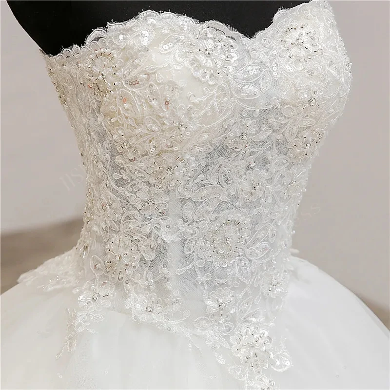 Vestido de novia de tren largo con cuentas de flores de Engerla WhiteLuxury, vestido de novia con cuello en V, tren de corte, vestidos de novia de princesa, novedad de 2023