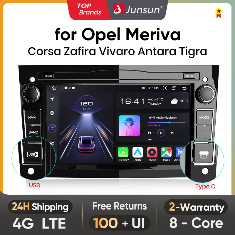 Junsun CarPlay Android Auto Car Radio for Opel Astra H J Vectra Vauxhall Antara Zafira Corsa C D Vivaro Meriva Veda Autoradio