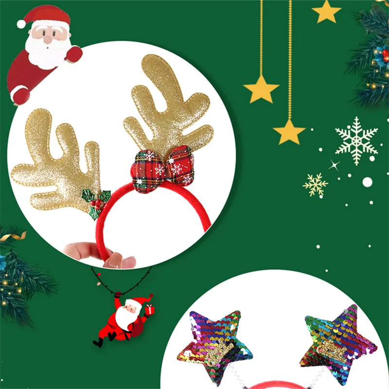Christmas Headband Kids Adult Santa Claus Elk Xmax Tree Hair Accessories Photo Props Christmas Decoration 2024 New Year Gifts image 4