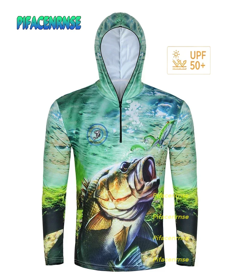 

Men Half Zipper Slim Fit Hoodie Custom Hot Sale Printing Fishing Shirt Ultraviolet-Proof Tournament Fishing Jersey