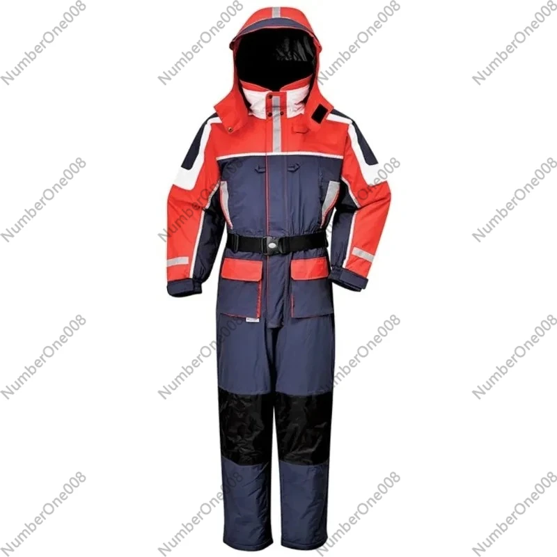 Waterproof Breathable Fishing Coverall, Anti-Fouling Winter Sailing Suit for Men, Outdoor Marine Work Clothing with Hood