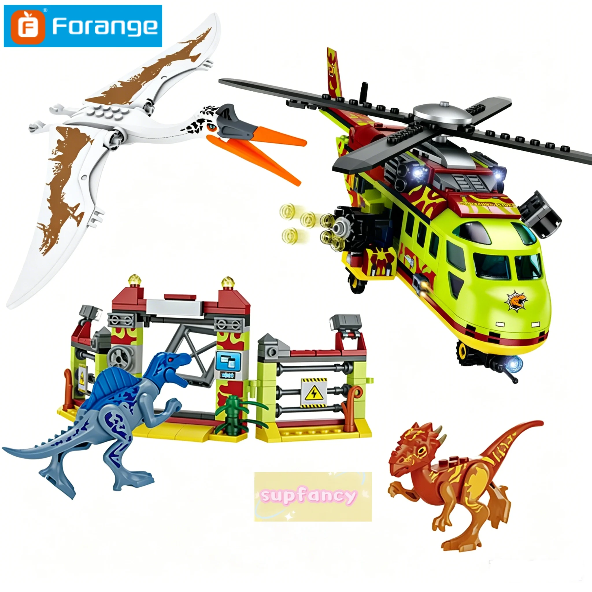 

Escape from the Quetzalcoatlus Pterosa Blocks Building Brick Dinosaur Figures City Dino Robot Dinosaurios Toys For Children Gift