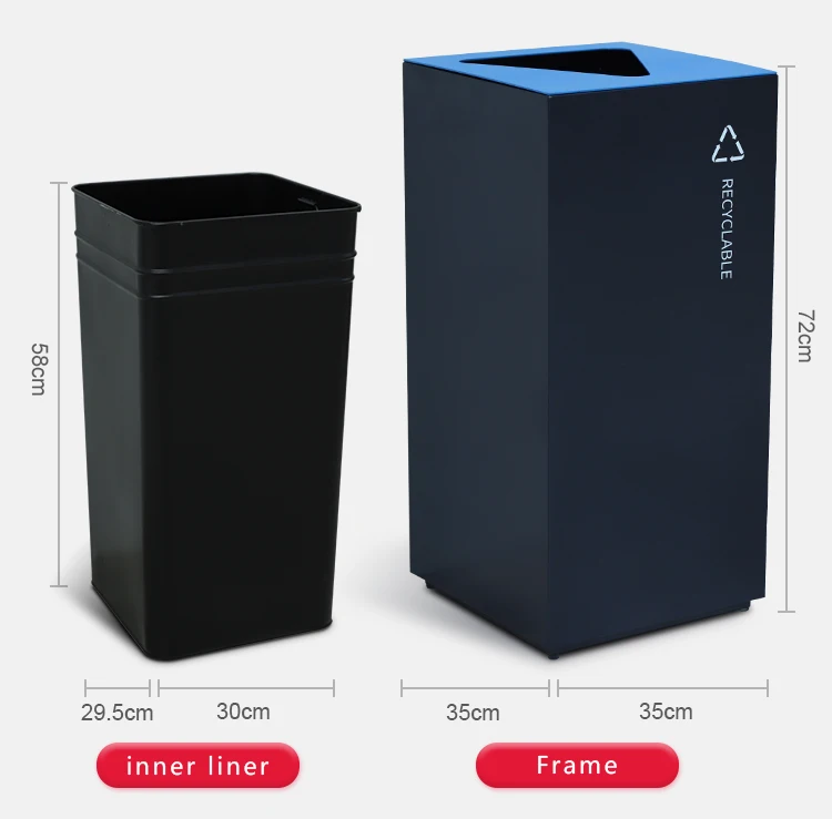 Free Combination Indoor Steel Waste Bin with 4 Compartments Top Open Recycle Bin for Airport & Hotel Storage for Indoor Use