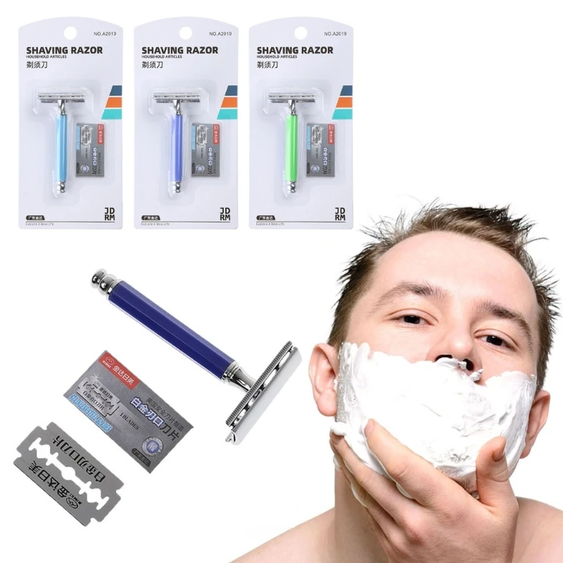 1 ชุดคู่มือความปลอดภัยสำหรับมีดโกน Double Men Beard Trimming F Dropshipping