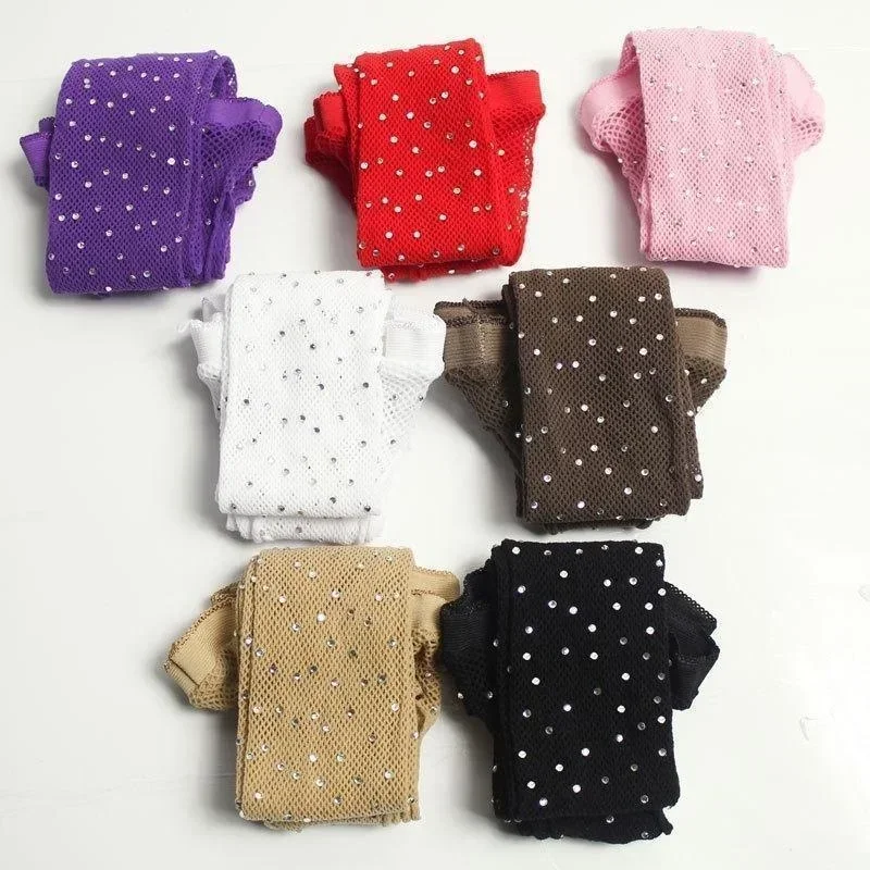 Medias de rejilla brillantes a la moda, pantimedias finas de malla pequeña con purpurina para mujer