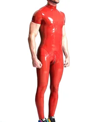 100% Latex Rubber Classic Catsuit Short Sleeve Bodysuit Cosplay Jumpsuit Zentai 0.4MM