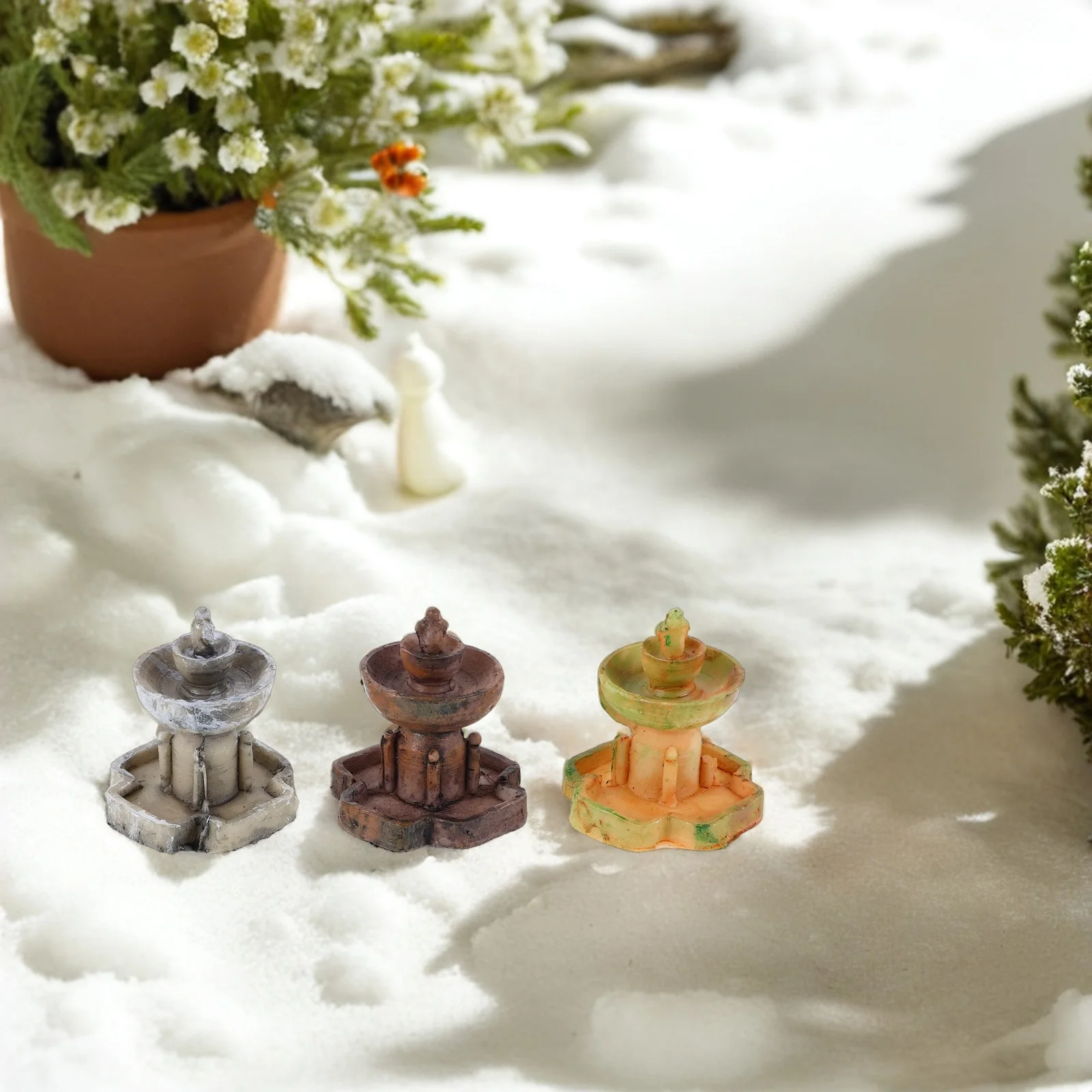 

3Pcs Miniature Resin Fountain Decorations Micro Landscape Terrarium Bonsai Garden Ornaments Accessories Terrarium Decorations
