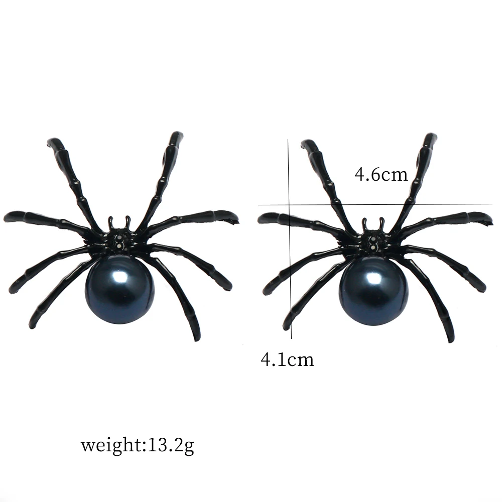 Black Color Spider Stud Earrings for Women Unique Design Punk Personality Female Earrings Enamel Fashion Jewelry Halloween Gifts