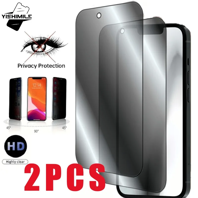 2Pcs Privacy Glass Screen Protector Tempered Glass Suitable for iPhone 11 12 13 14 15 16 Pro Max 7 8Plus XR XS Max Glass