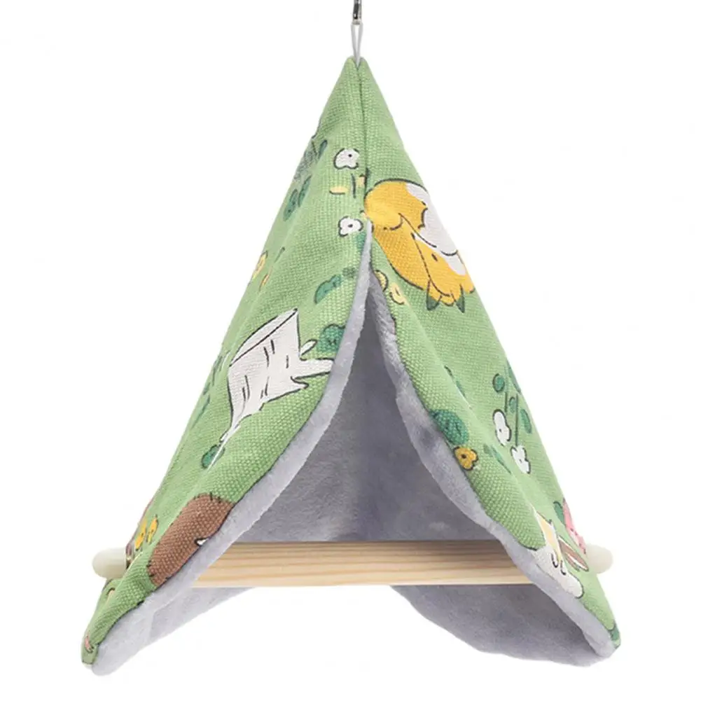 Parrot Nest Bird Cage Shelter Cozy Cartoon Print Bird Hammock House for Parrots Finches Canaries Soft for Small for Winter