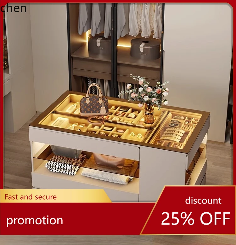 

CZ Minimalist Cloakroom Center Island Cabinet Bedroom Island Multi-Functional Storage Cabinet High-End Jewelry Storage Cabinet