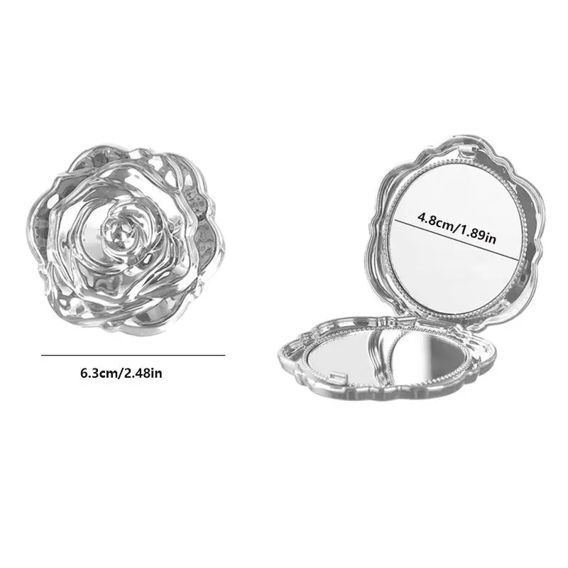 Mini miroir de poche Portable rétro fleur de Rose, outil de beauté cosmétique Compact Double face, cadeau