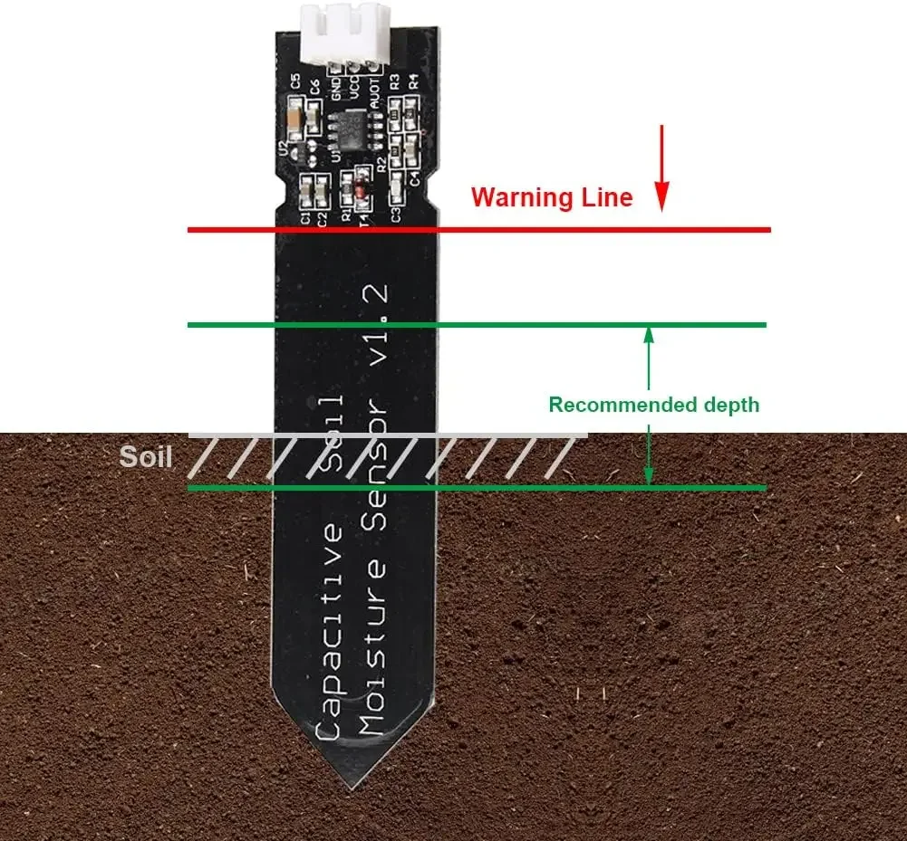 Módulo Sensor de humedad del suelo analógico capacitivo, sensores de detección de humedad resistentes a la corrosión para Arduino y Raspberry Pi, 5 uds.