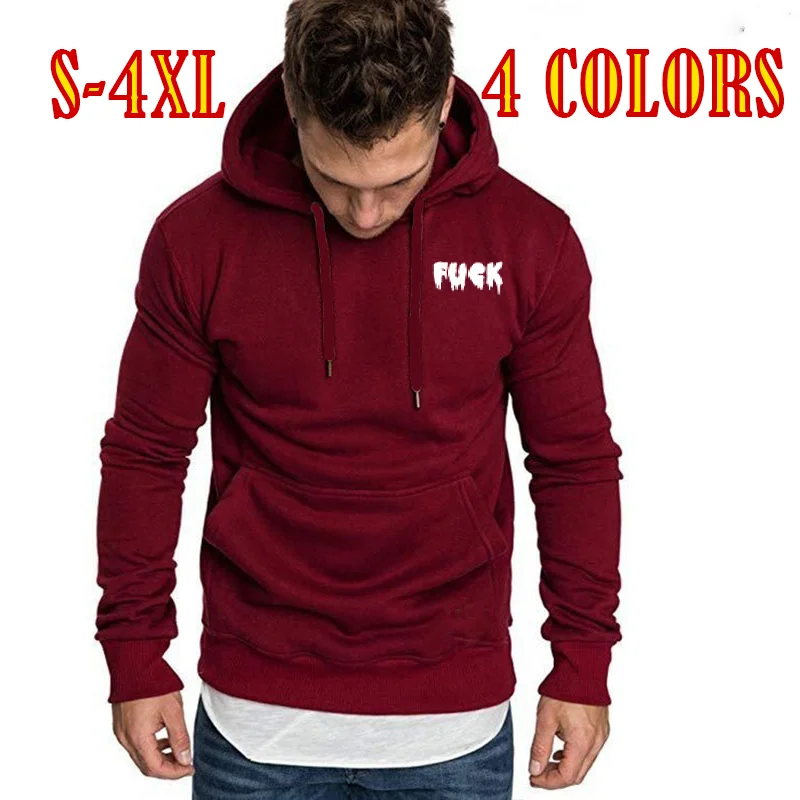 

Attitude Print Mens Hooded Sweatshirt 2024 New Fashion Casual Long Sleeves Pullover Top S-4XL For 4 Colors sports Sweatshirt