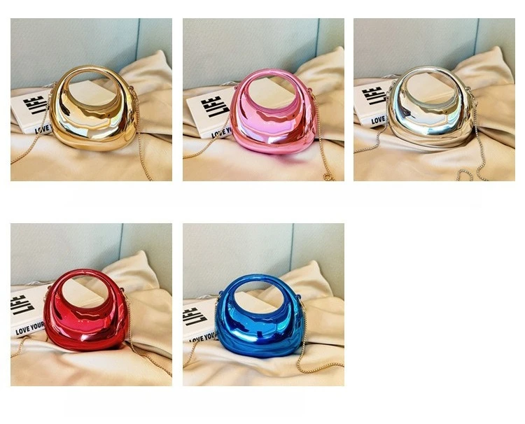 Spring and summer fashion chain mini bag, crescent moon acrylic bag, change children's bag, messenger bag