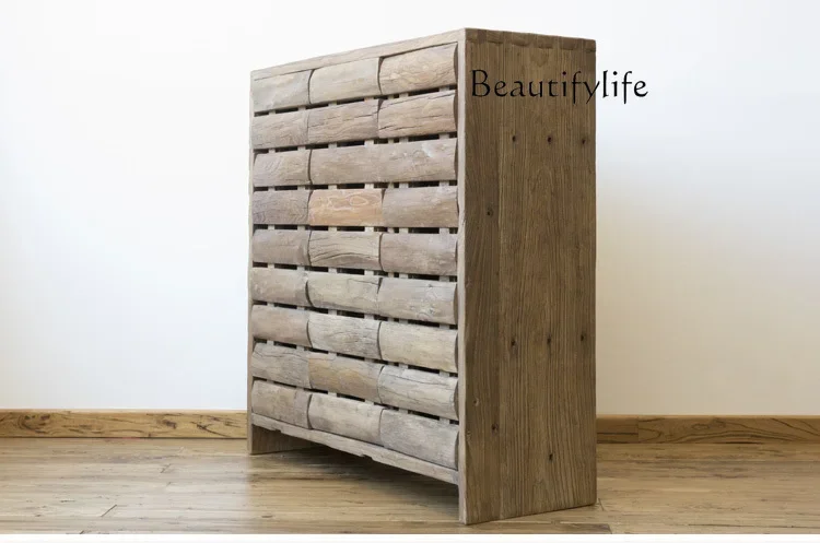 ZL Log furniture Simple modern storage Entrance cabinet Shoe cabinet Opposite door Shoe rack Solid wood advanced sense