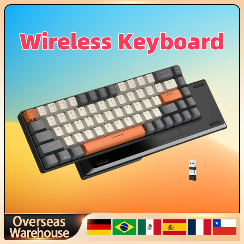 

Wireless Mini 68-Key Bluetooth Mechanical Keyboard Dual Mode Hot-Swappable Red Switch for PC PS4 Xbox iPhone iPad Office Gift