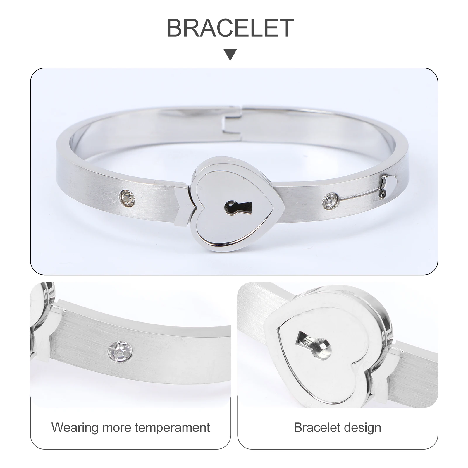 

Bracelets Heart Love Lock Necklace Wristband Silver Titanium Steel Chain Lovers