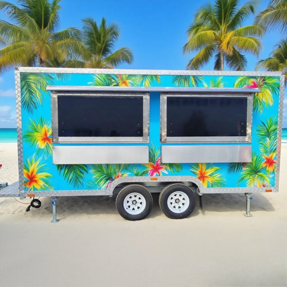 

Square Food Truck Factory Direct Sales Fully Equipped Snack Cart Mobile Food Trailer for Outdoor Catering Business