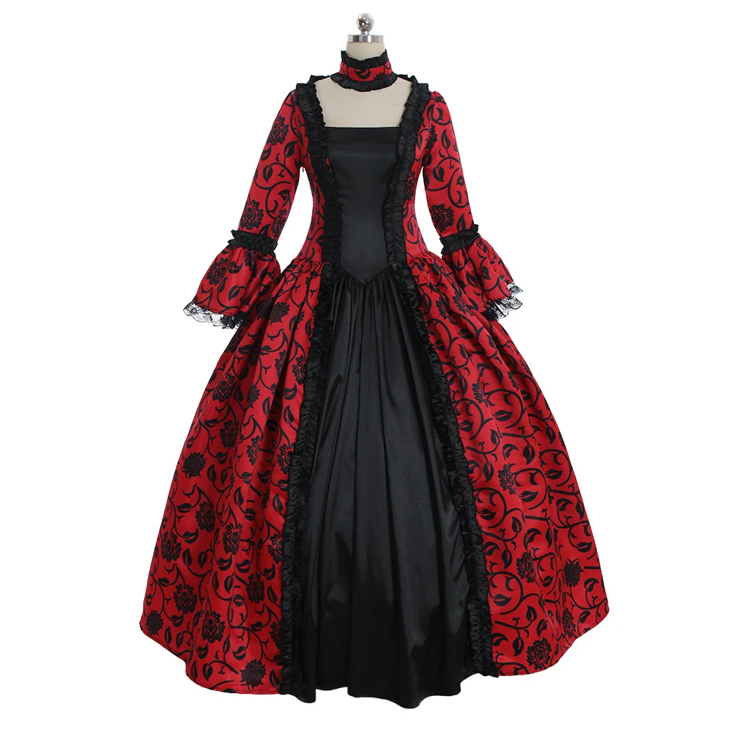 Medieval Victorian court dress Renaissance Gothic lolita dress with flared sleeves