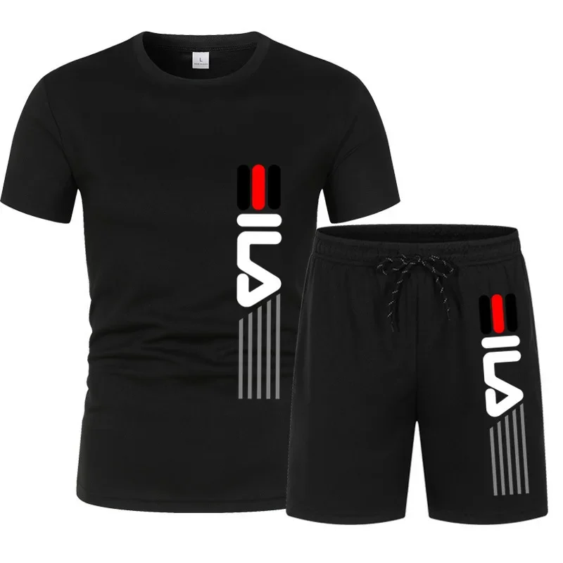 Conjunto de Camiseta e Moletom Masculina de Verão, Shorts Mesh, Sportswear, Ginásio Set, M-3XL, 2 Pcs