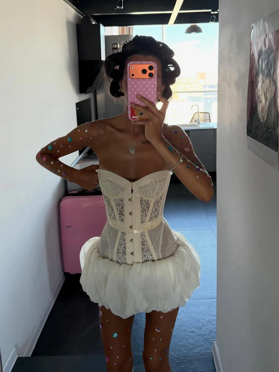 Sexy Lace Mesh Splice Slim Fit Fishbone Strapless Bralette Women's Top KKX Hot Girl Court Style Underwear Polyester Fabric