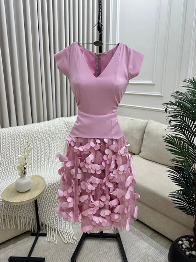 Customized Fashion Exquisite Sexy Applique A-line V-neck Short Dresses Cocktail Dresses Matching High Quality Simple