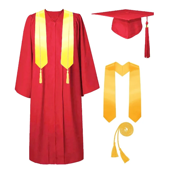 Graduation Suits for Bachelor Unisex Graduation Gowns College Graduation Caps With Tassel And Gown Stole Women Men 4pcs Sets