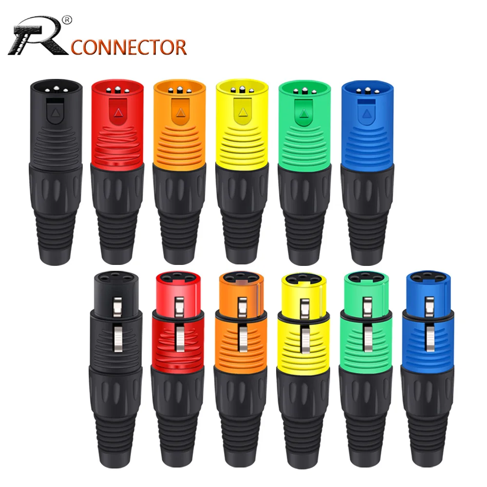 20 piezas/10 juegos de conector de cable XLR de 3 pines colorido, enchufe macho y hembra, carcasa de plástico, micrófono, altavoz, conector XLR