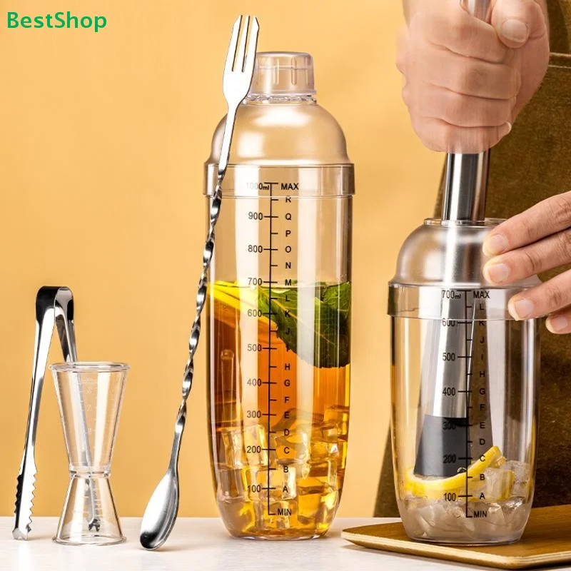 ✍ Juego de coctelera de 3/5/7 piezas, coctelera y jigger medidor, herramientas para mezclar bebidas, para barman y bar en casa