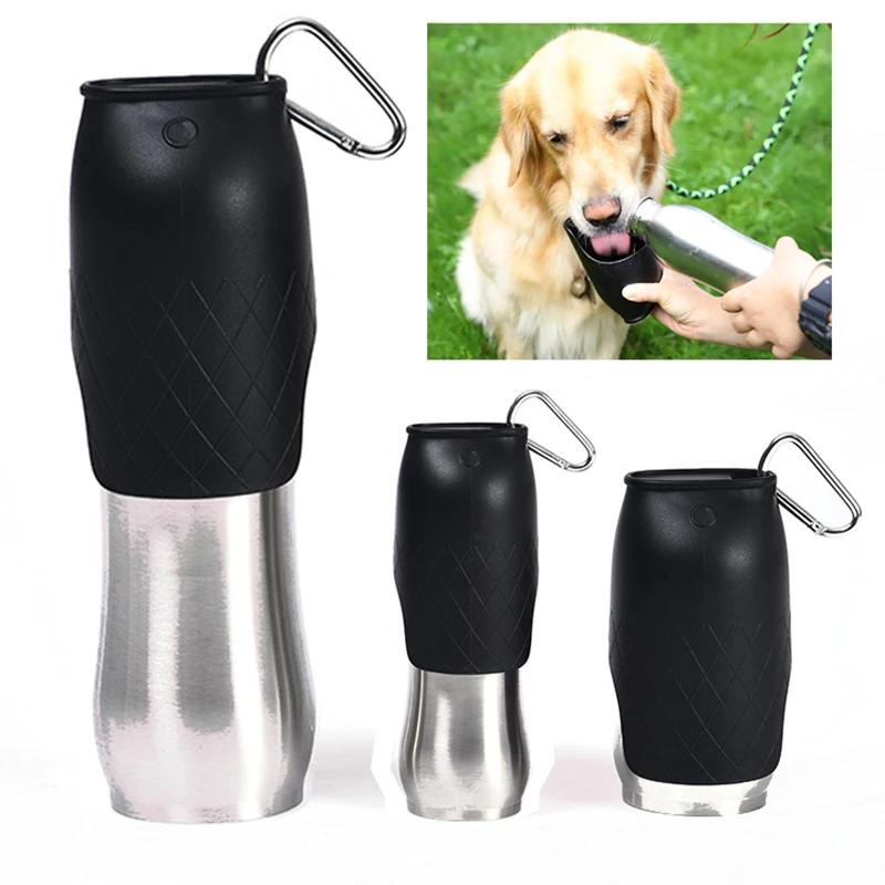 Ulmpp Stainless Steel Water Dispenser Travel Pet Cat Portable Water Bottle Outdoor Walking Drinking Fountain For Small Large Dog