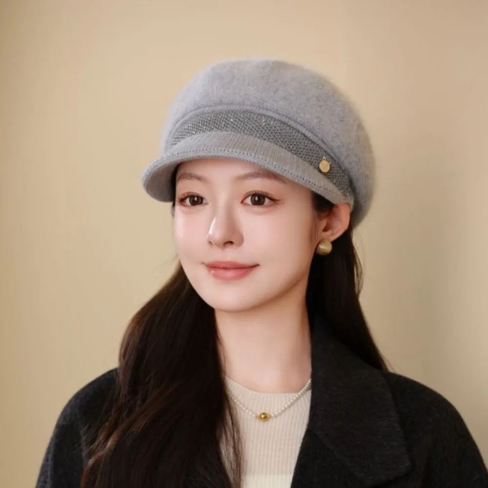 

Модная утолщенная зимняя теплая шапка на меховой подкладке, сохраняющая тепло, вязаная шапка, однотонная женская зимняя шапка