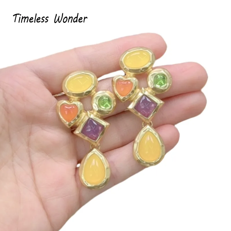 

Timeless Wonder Fancy Geo Glass Stud Earrings for Women Designer Jewelry Punk Runway Luxury Goth Top Rare Sweet Gift 1463