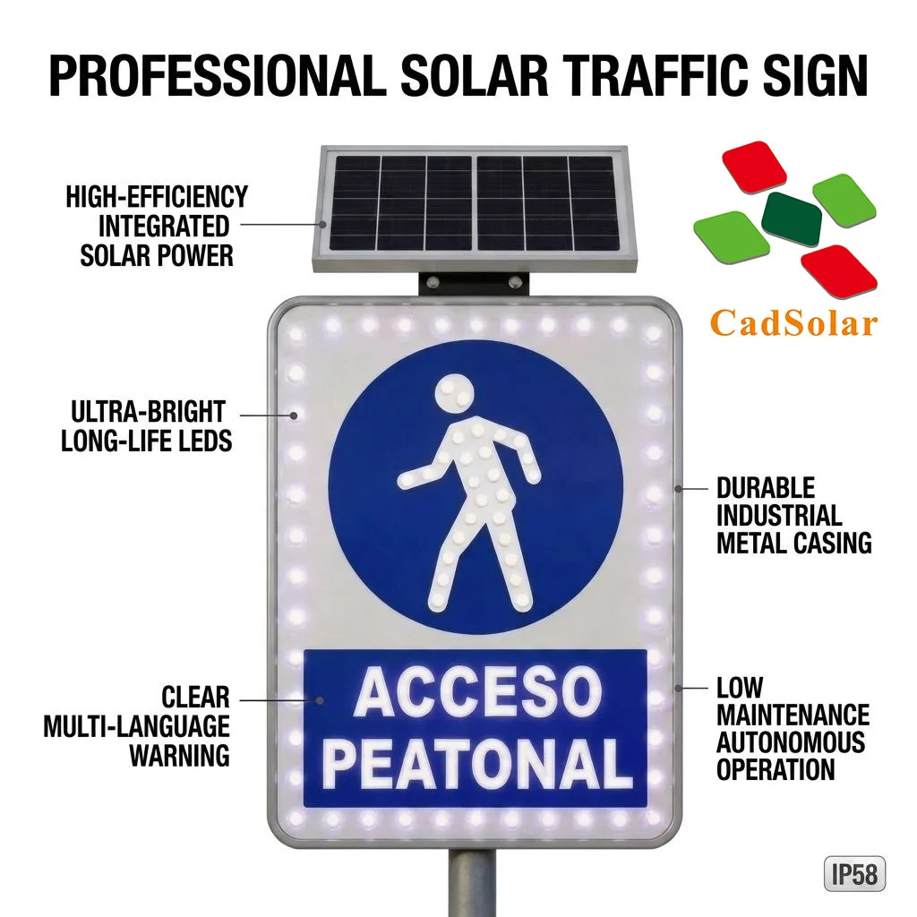 Solar LED Pedestrian Access Warning Sign Board High Visibility Reflective Traffic Safety Sign for Urban School Zone
