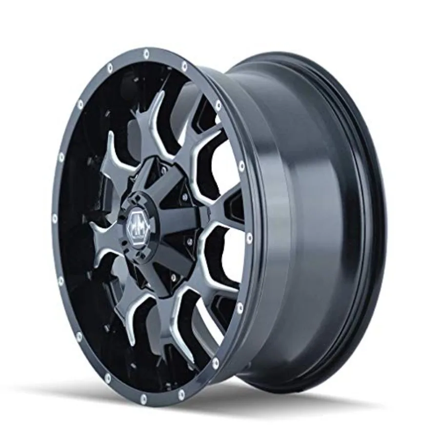 WARRIOR Black/Milled Spokes Wheel 20 x 9 inches 6 x 120 mm 18 mm Offset for Off-Road Use Aluminum Rim with Lightweight Design a