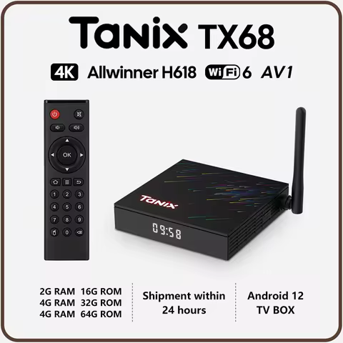 Original Tanix TX68 Android 12 Smart TV Box Allwinner H618 4GB 32GB/64GB 2.4G 5G Dual Wifi 4K Media Player Set Top Box 2GB 16GB