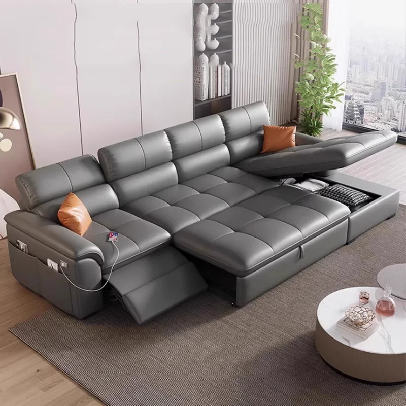 

Italian Multifunction Sofas Storage Extendeble Bed Leather Electric Sofas Relax Armchairs Elegant Woonkamer Banken Furniture