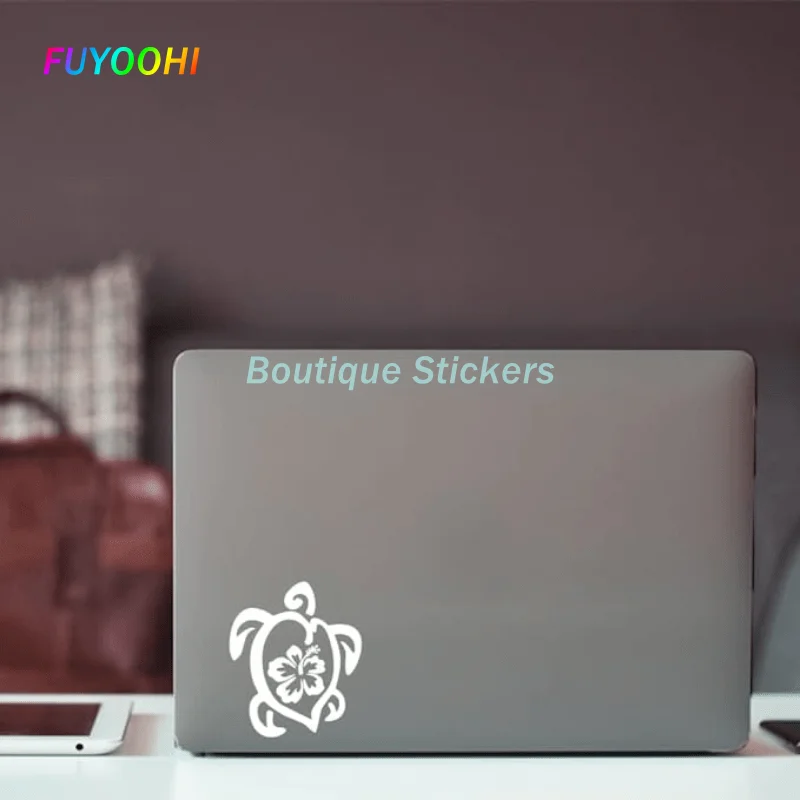 FUYOOHI Boutique Stickers Hibiscus Sea Turtle Decal Vinyl Car Sticker Ocean Sea Life for Cars Trucks Walls Laptop Creative