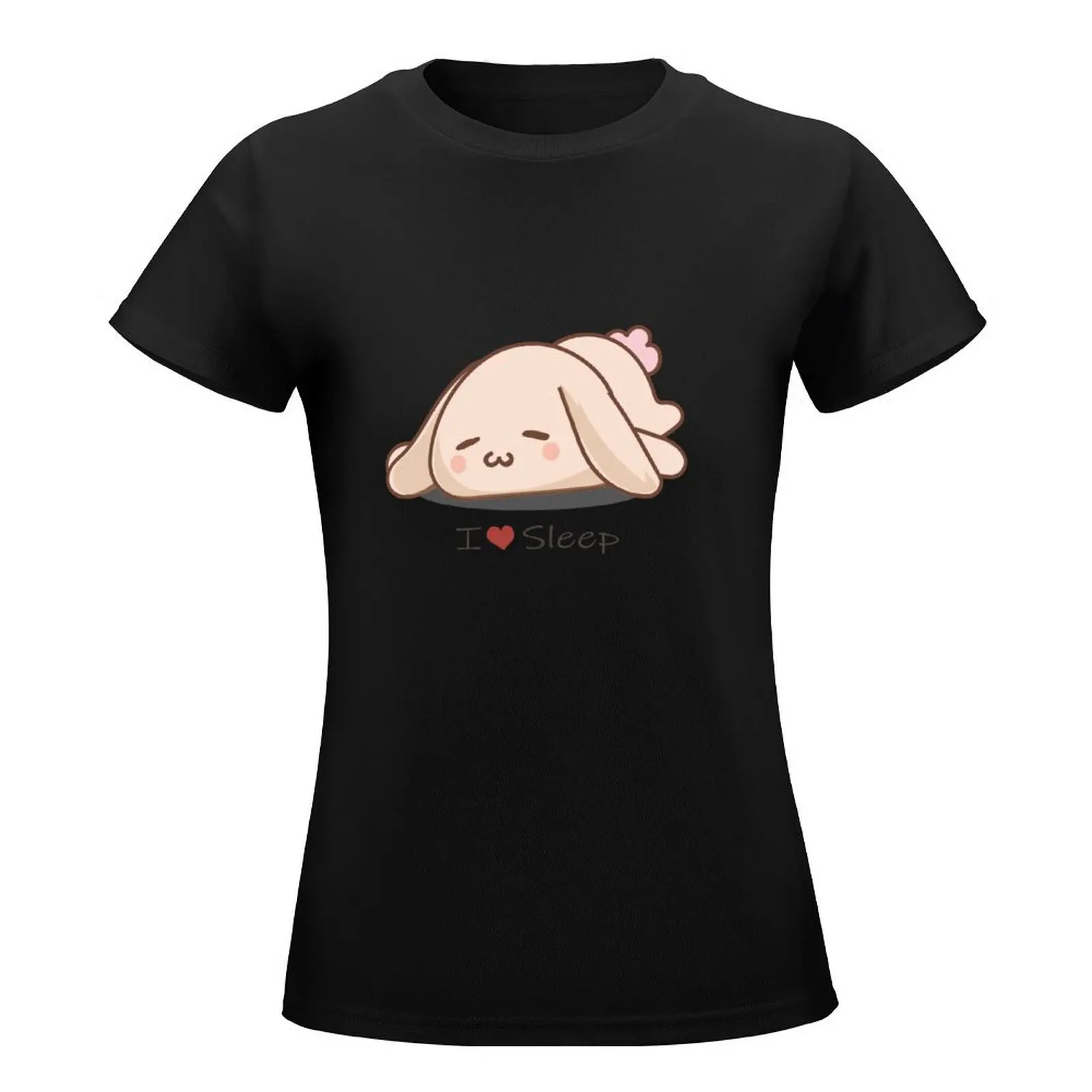 I Love Sleep Cute Bunny T-Shirt Female clothing tops plus size tops Blouse plain t shirts for Women