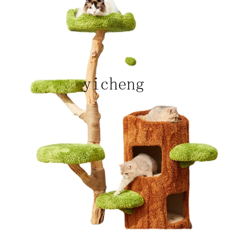 

Xl Solid Wood Cat Climbing Frame Integrated Non-Covering Sisal Cat Scratch Trees Toy Tree Hole